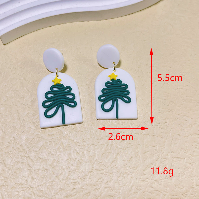 1 Pair Modern Style Christmas Tree & Snowman Polymer Clay Drop Earrings