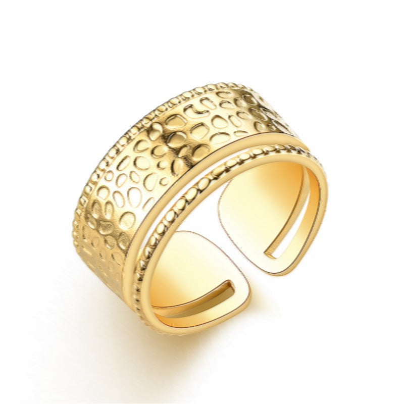 Fashion Vintage Heart Snake Titanium Steel Open Ring for Couples
