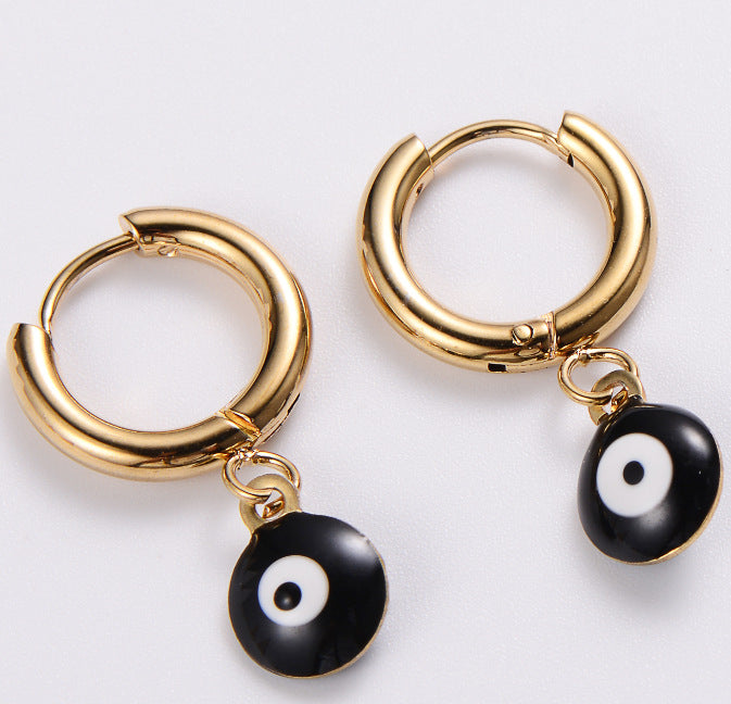Simple Style Evil Eye Gold Plated Stainless Steel Earrings Set