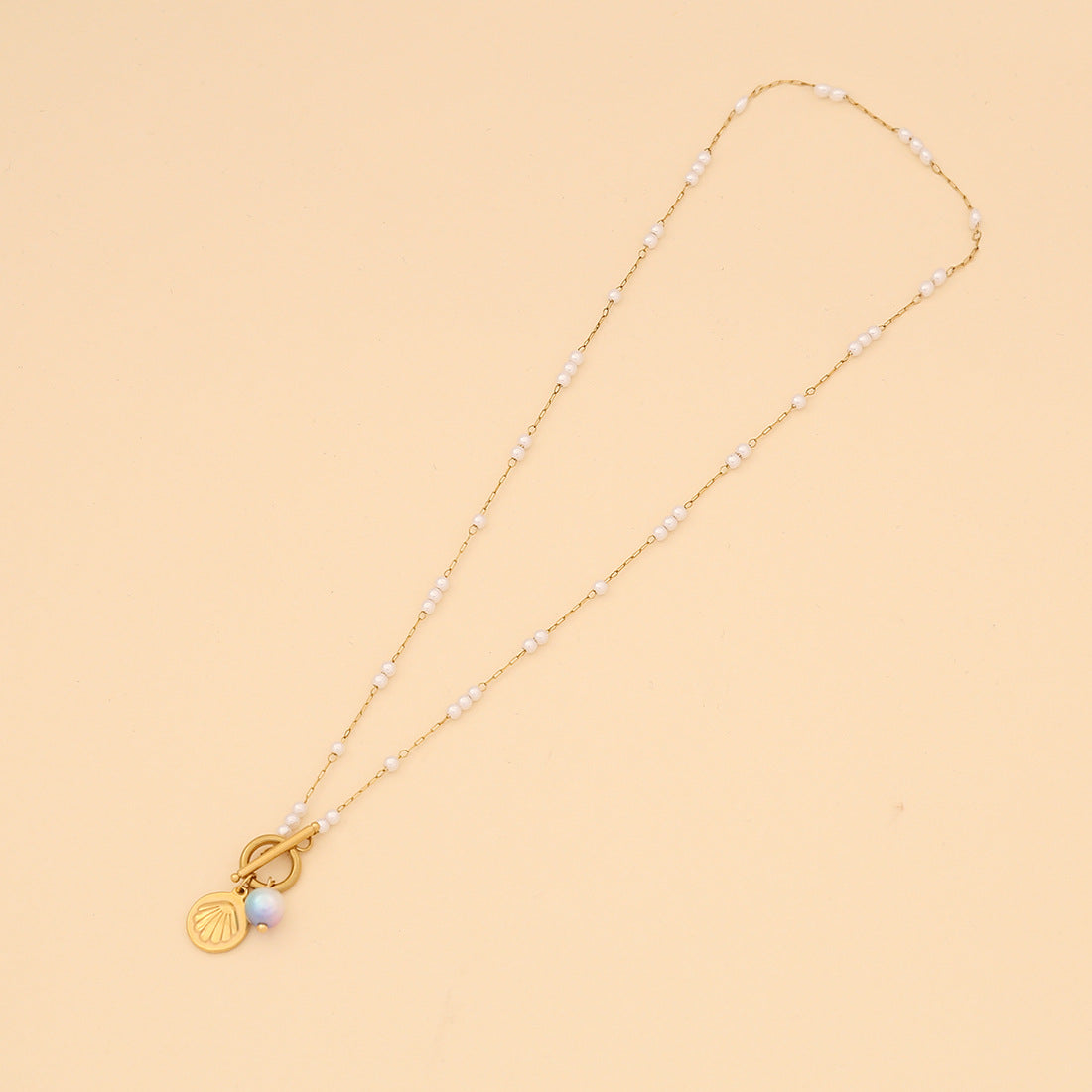 Ocean Series Dolphin & Shell 18K Gold Plated Stainless Steel Necklace