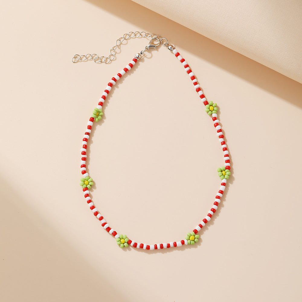 Bohemian Daisy Flower Miyuki Beaded Choker Necklace