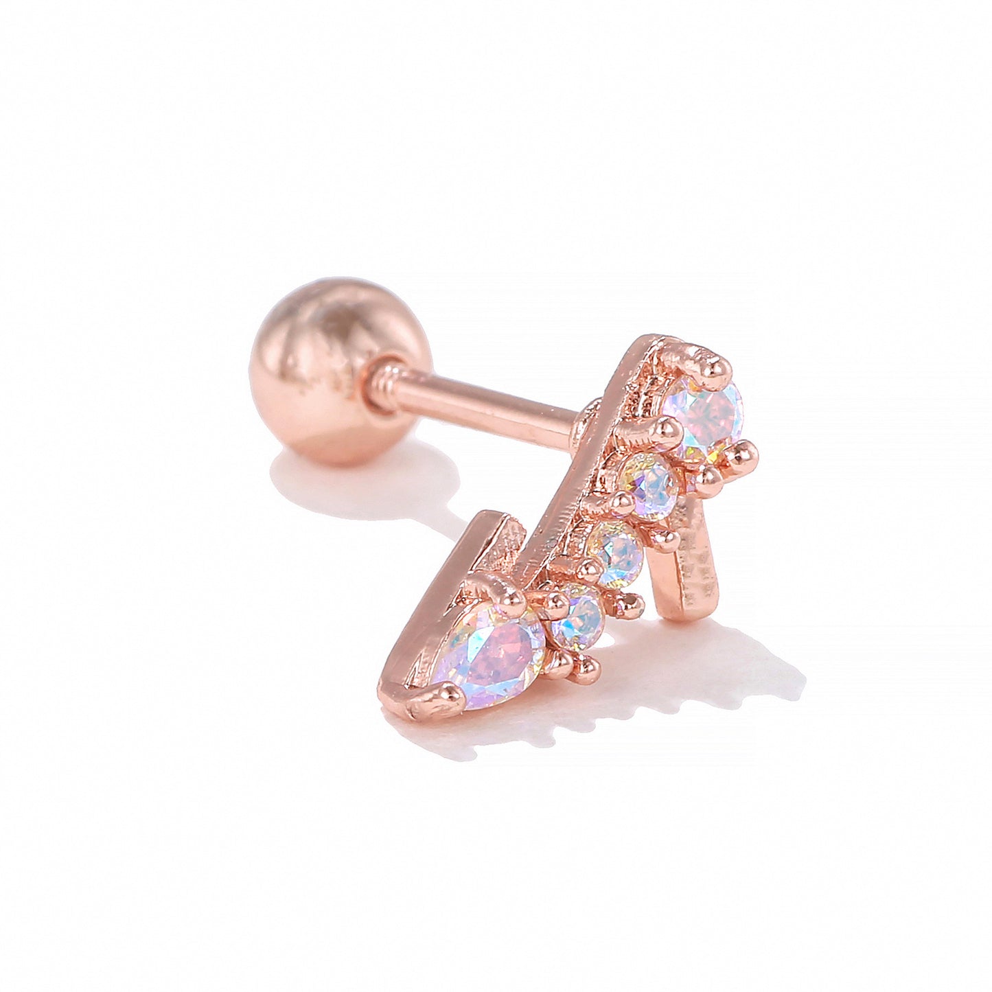 1 Piece Geometric Brass Zircon 18K Gold Plated Animal Ear Studs
