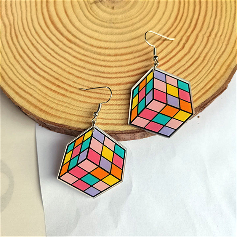Retro Arcade Acrylic Drop Earrings for Women