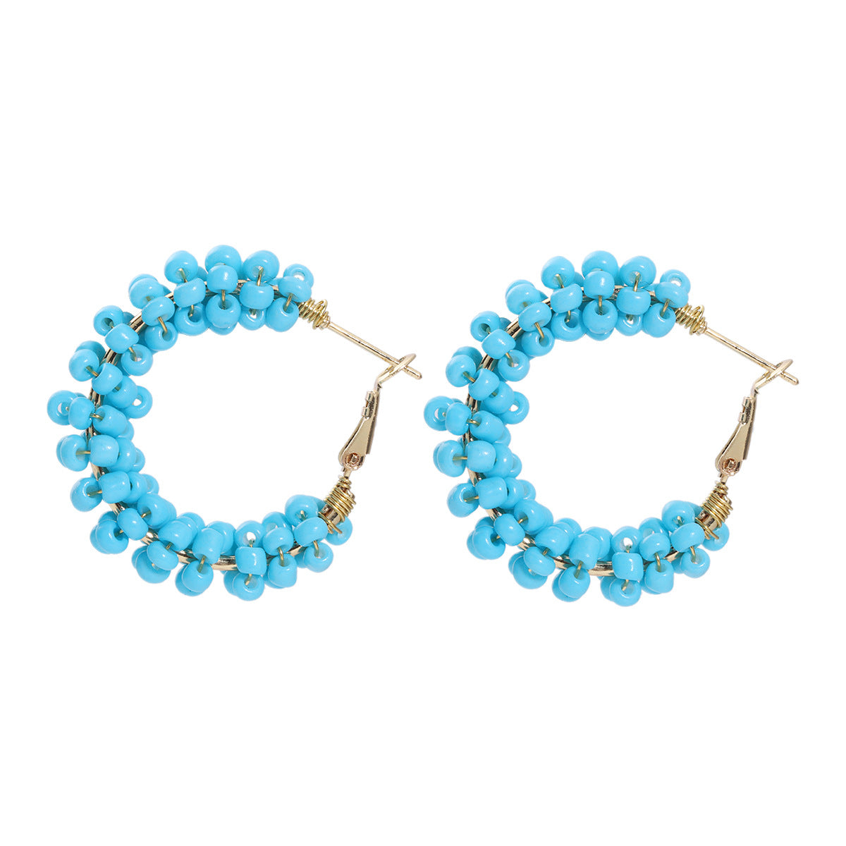 Fashion Bohemian Colorful Beaded Hoop Earrings