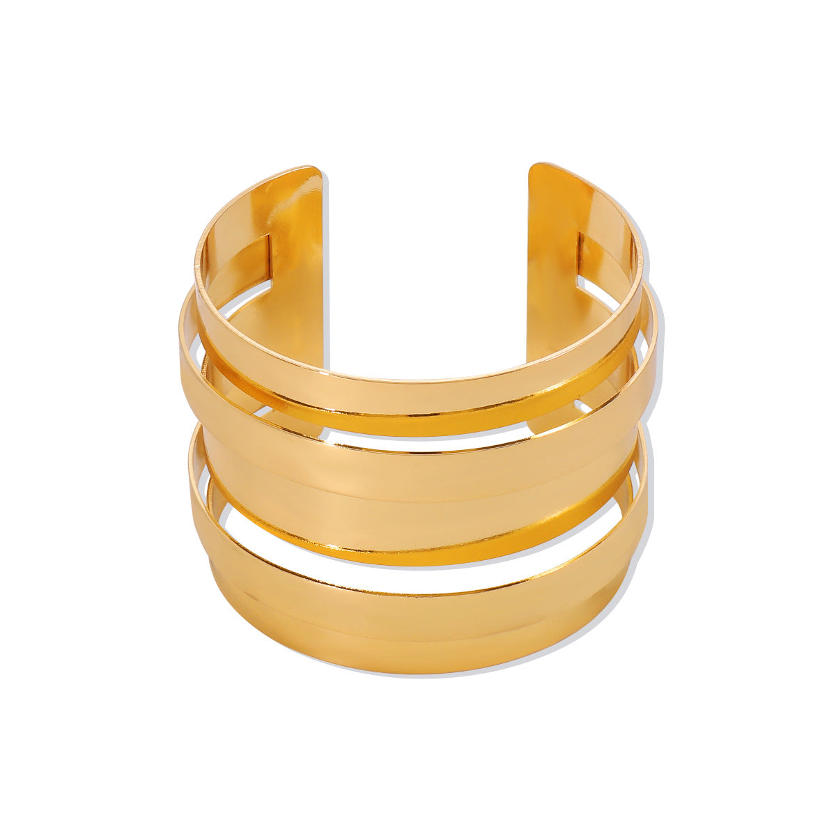 Simple Style Multi-Layered Metal Open Cuff Bracelet for Women