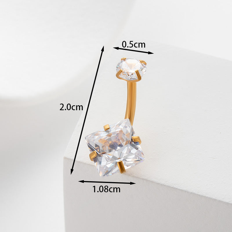 Fashion Star 316L Stainless Steel Zircon Gemstone Navel Ring