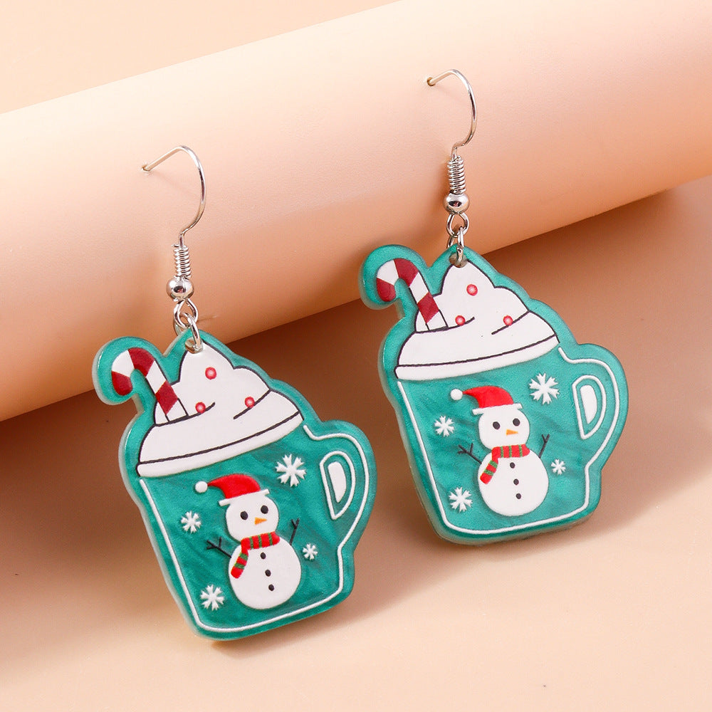 1 Pair Cute Santa Claus Snowman Christmas Drop Earrings