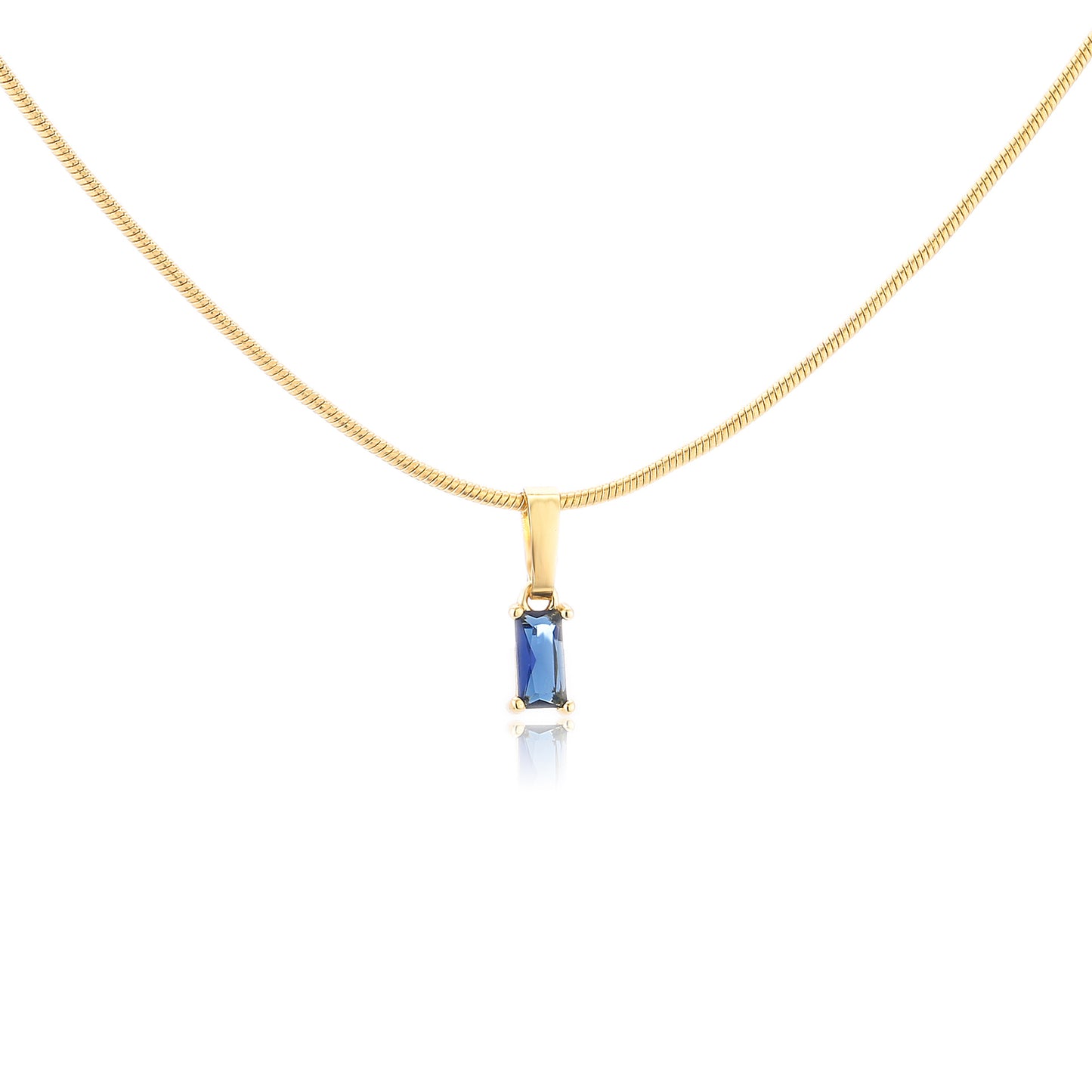 Stainless Steel Colorful Rectangle Zircon Snake Chain Layered Necklace 18k Gold Plated