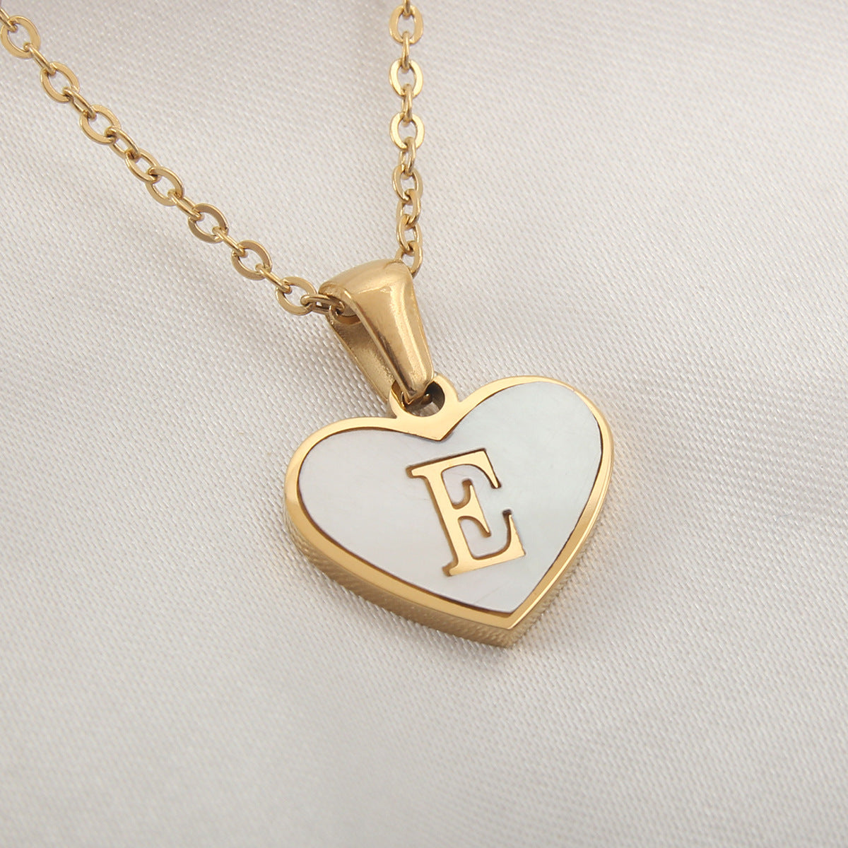 Elegant Heart Shell Initial Pendant Necklace - Gold Plated Stainless Steel