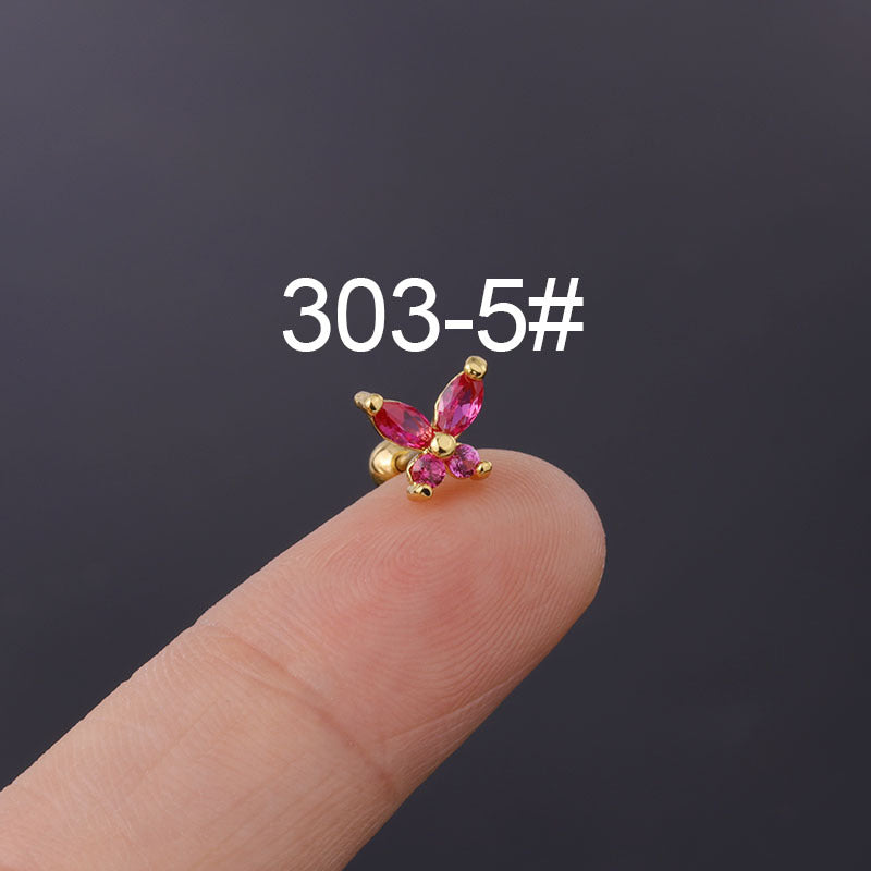Colorful Butterfly Zircon Insect Stud Earrings