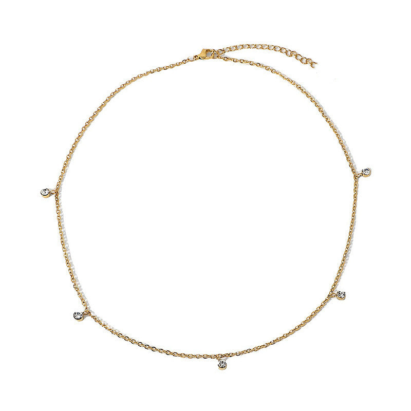 Simple Style 18K Gold Plated Zircon Choker Necklace