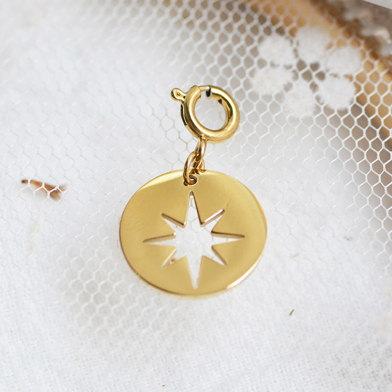 Retro Titanium Steel Necklace with Natural Stone Pendant - DIY Detachable Clavicle Chain