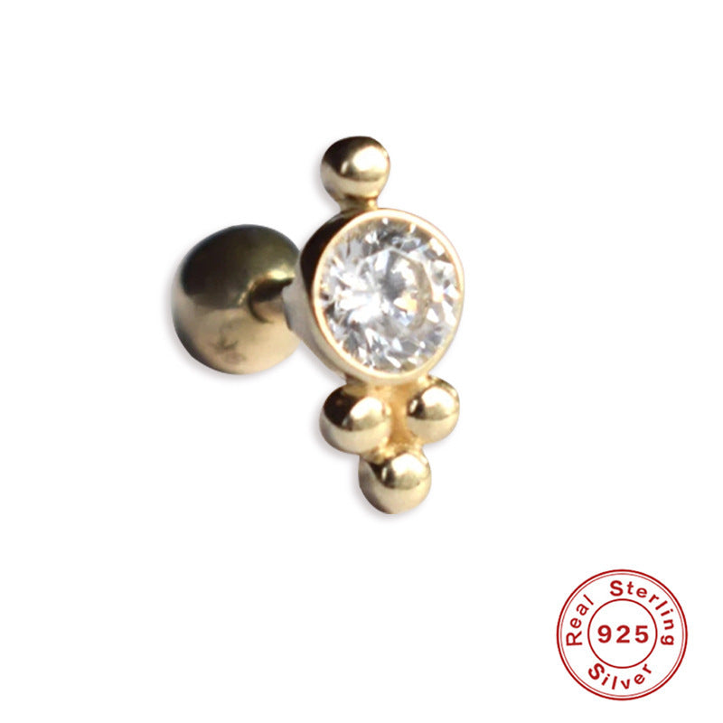 Sterling Silver Zircon Inlay Stud Earrings for Women