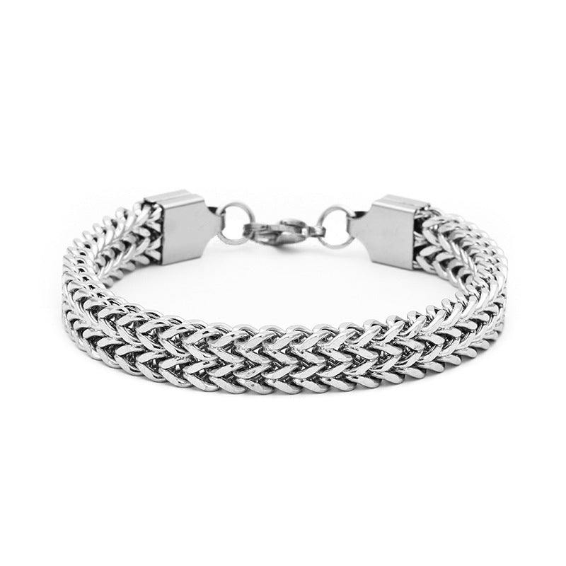 Fashion Geometric Titanium Steel Double Row Mesh Men's Bracelet