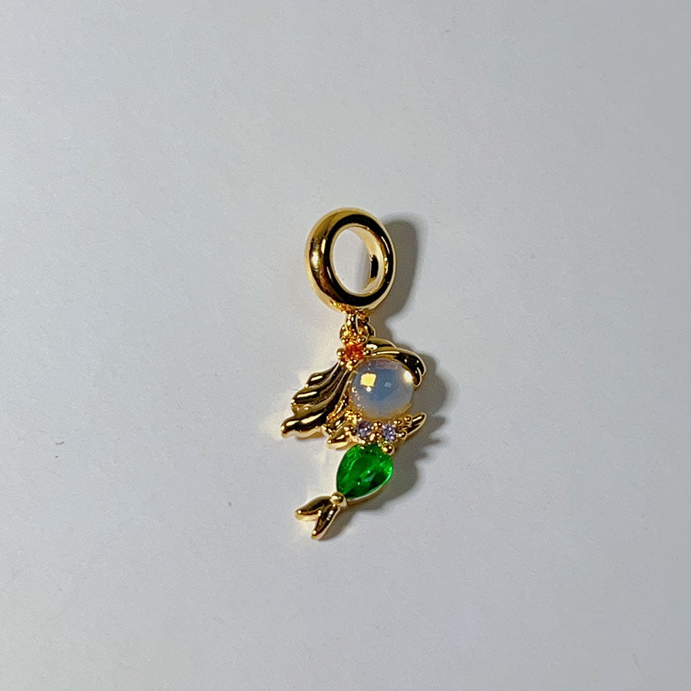 Geometric Zircon Princess Pendant Necklace with 18K Gold Plated Chain