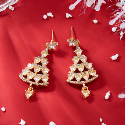 Fashion Rhinestone Christmas Tree Cane Earrings for Women