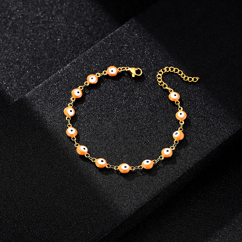 Fashion Eye Titanium Steel Enamel Beaded Bracelet for Women