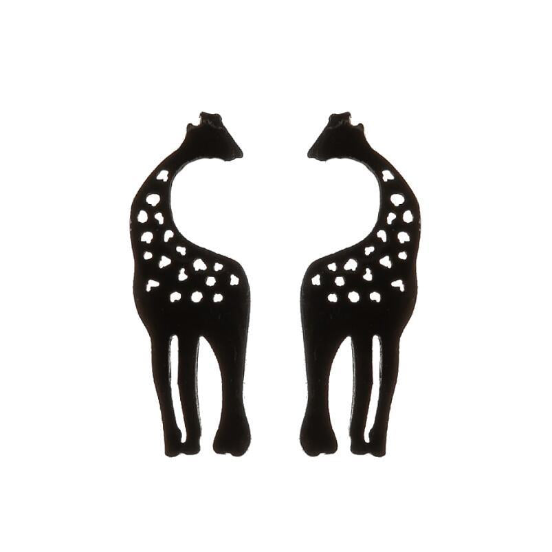 Giraffe Alloy Earrings - Fashionable Stainless Steel Animal Studs