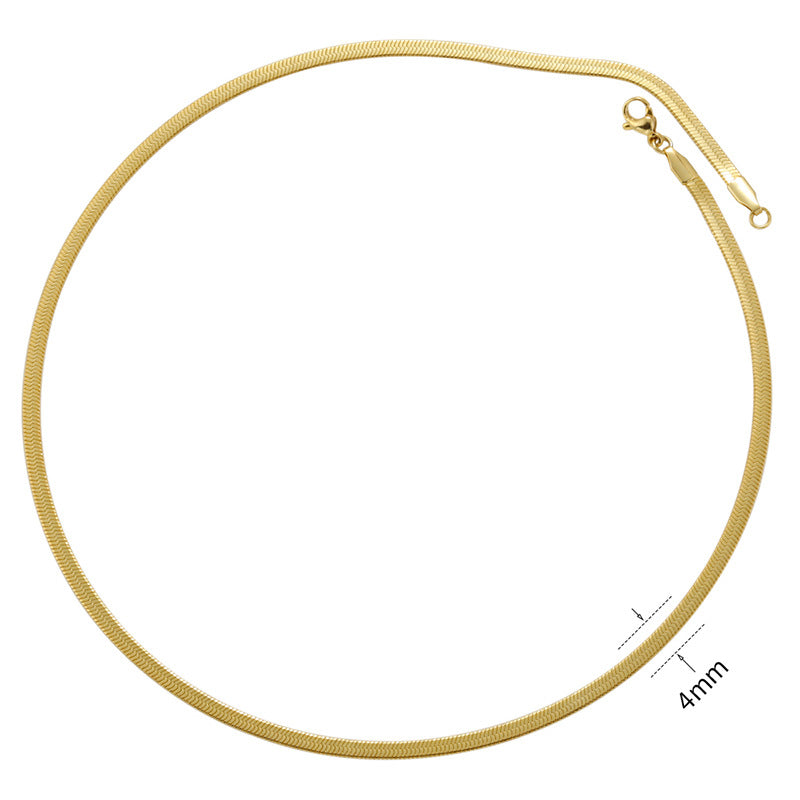 Solid Color Stainless Steel Blade Chain Necklace - Gold Plated Flat Snake Chain for DIY Jewelry