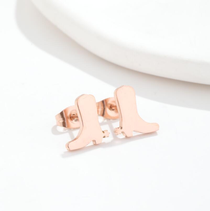 Simple Cactus Star Moon Stainless Steel Hollow Out Stud Earrings