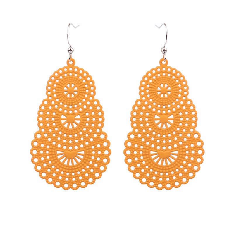 Bohemian Gourd Geometric Hollow Out Colorful Drop Earrings for Women