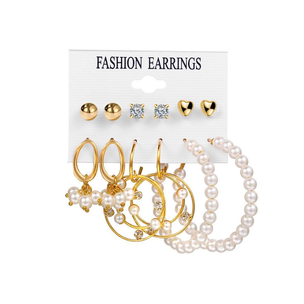 Fashion Heart & Butterfly Metal Chain Earrings Set - 15 Pieces