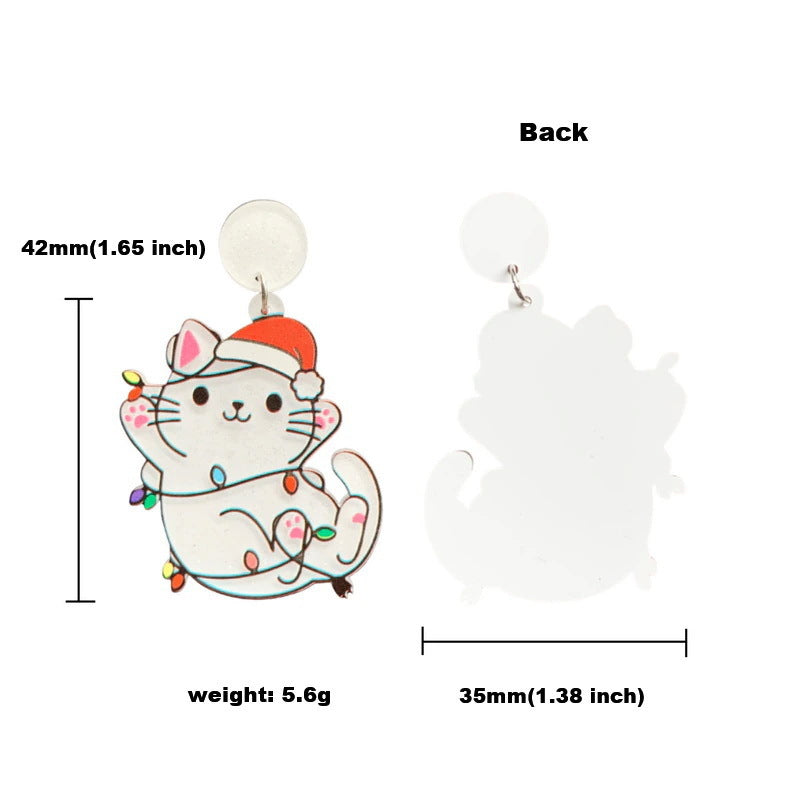 1 Pair Cute Dinosaur & Christmas Themed Acrylic Drop Earrings