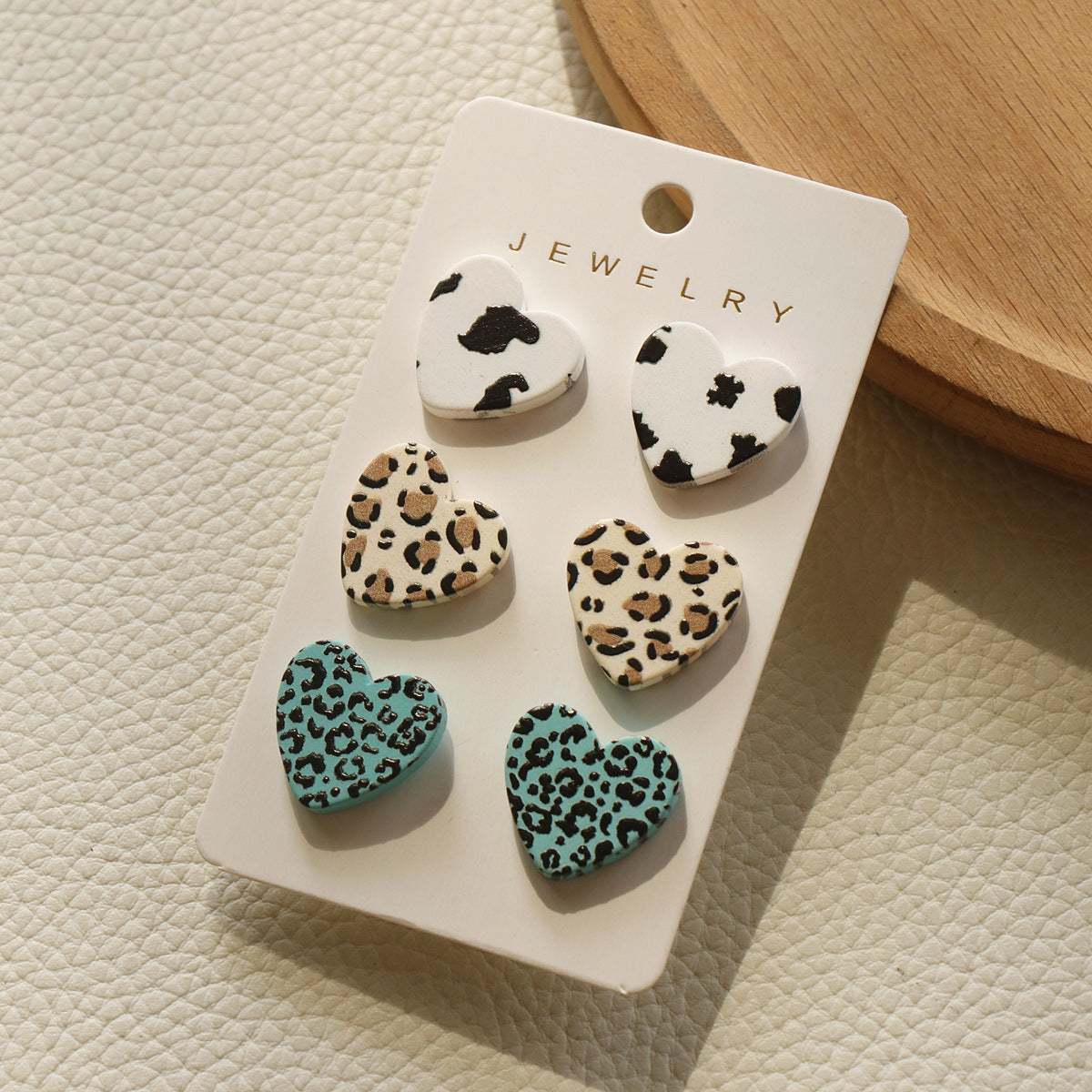 Fashion Leopard Heart Shape Acrylic Earrings Set for Women