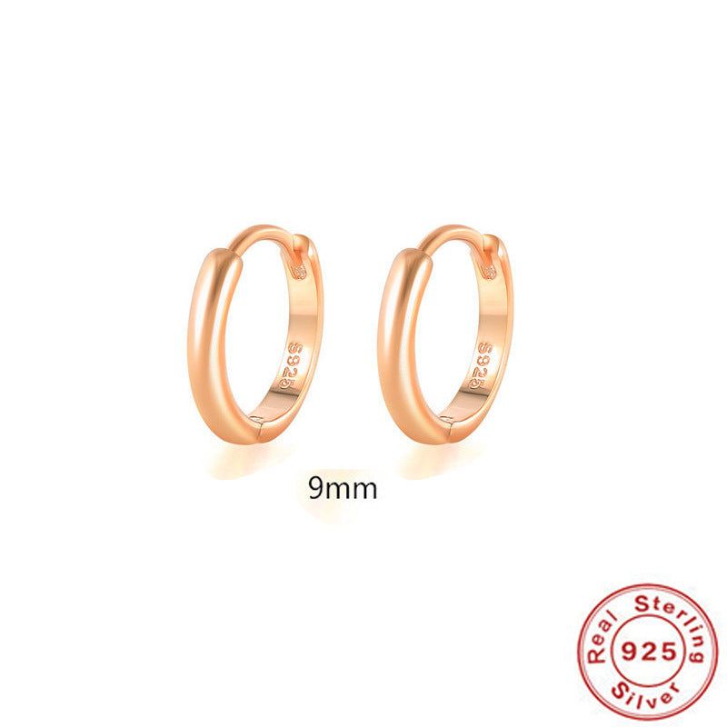S925 Sterling Silver Minimalist Geometric Ear Clip Hoop Earrings