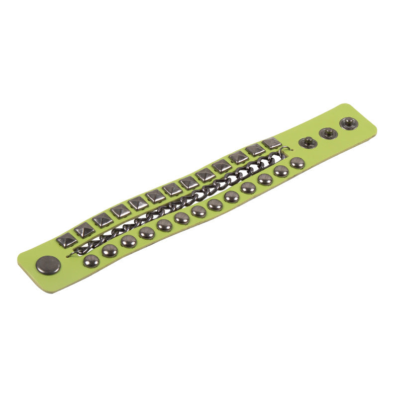 Exaggerated Men's Punk Multi-Layer Studded Faux Leather Bracelet