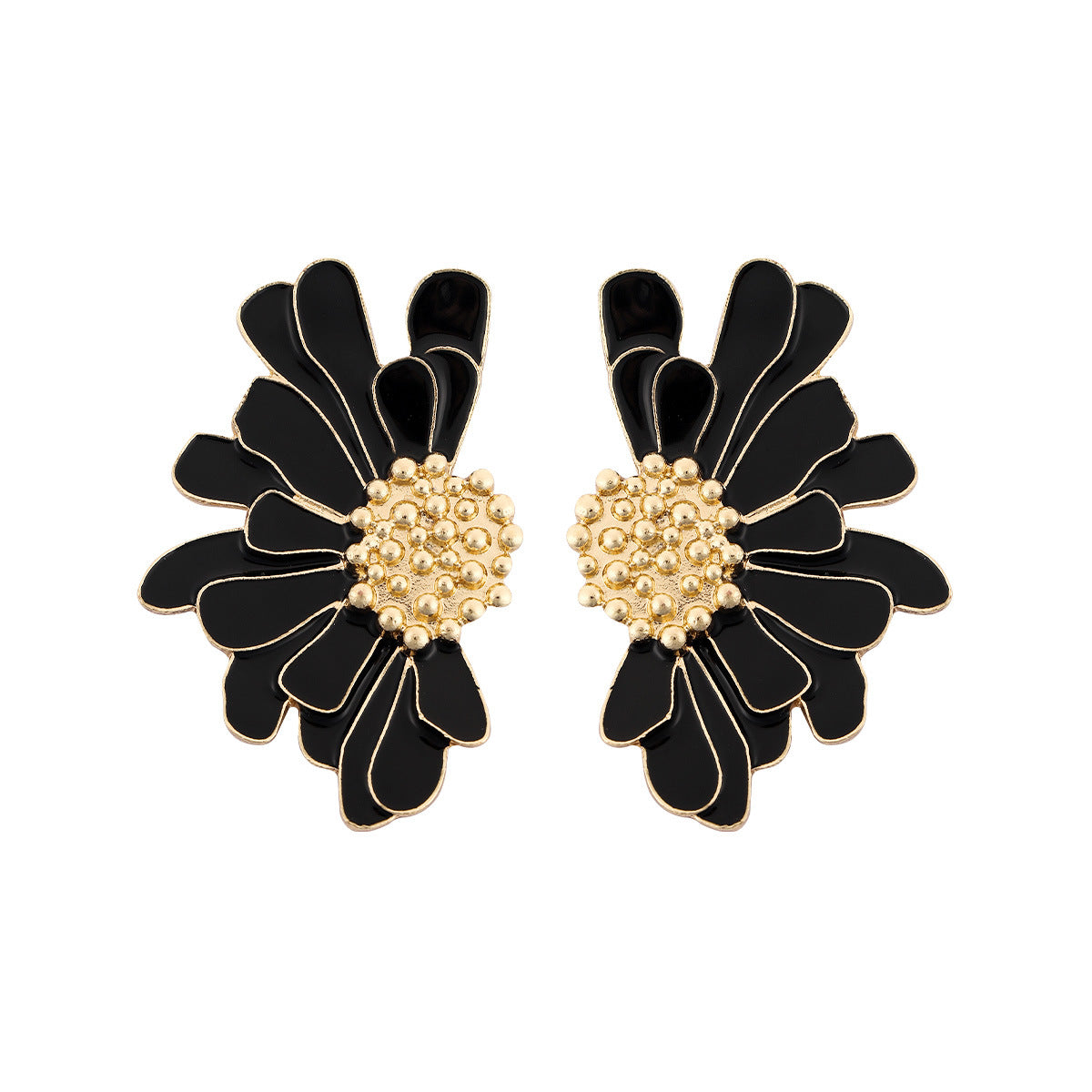 1 Pair Vintage Enamel Flower Petal Stud Earrings for Women