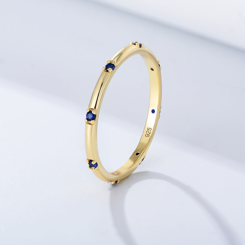 Fashion Geometric Sterling Silver Zircon Inlay Ring for Women