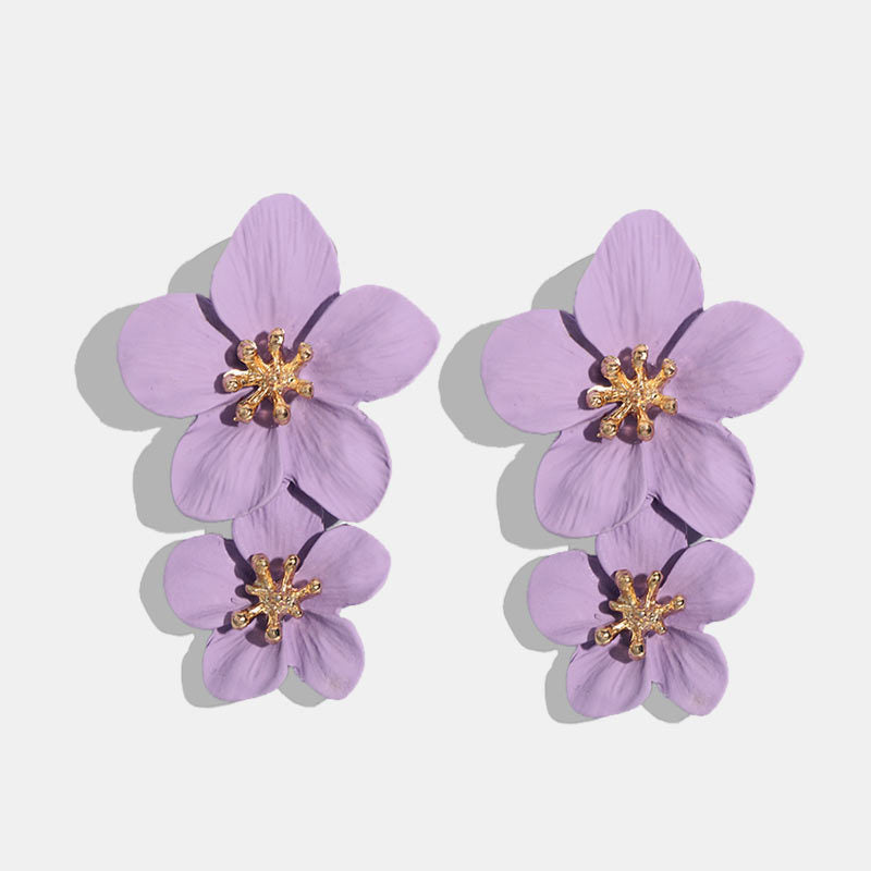 Women's Bohemian Floral Double Layer Drop Earrings NHLN148250