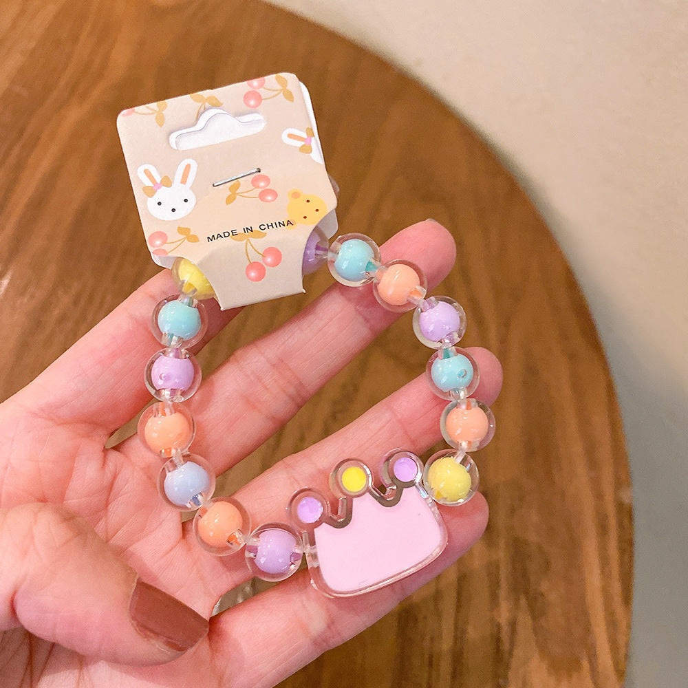 Cute Cartoon Acrylic Beaded Kids' Jelly Color Bracelet