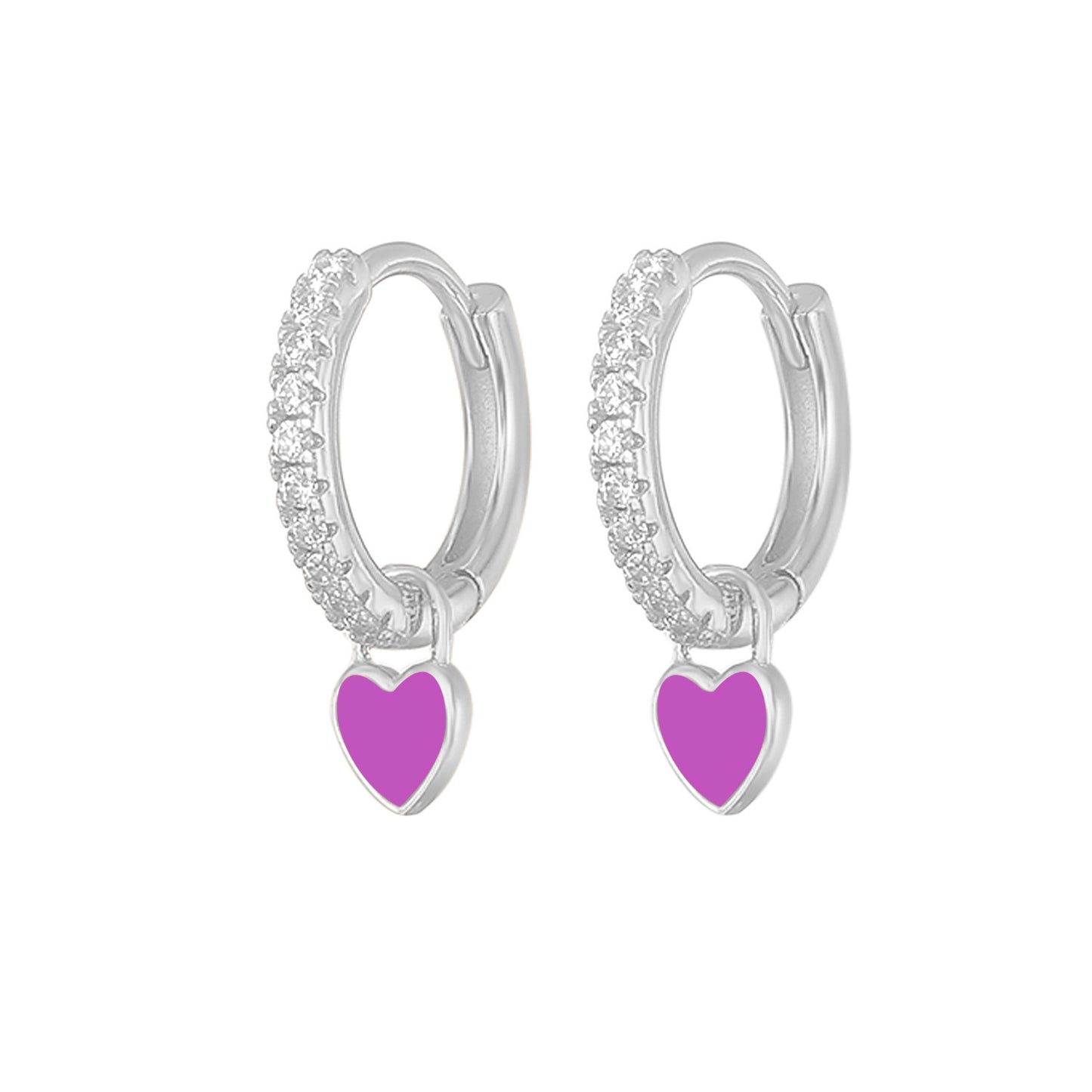 1 Pair Elegant Heart Shape Sterling Silver Zircon Earrings