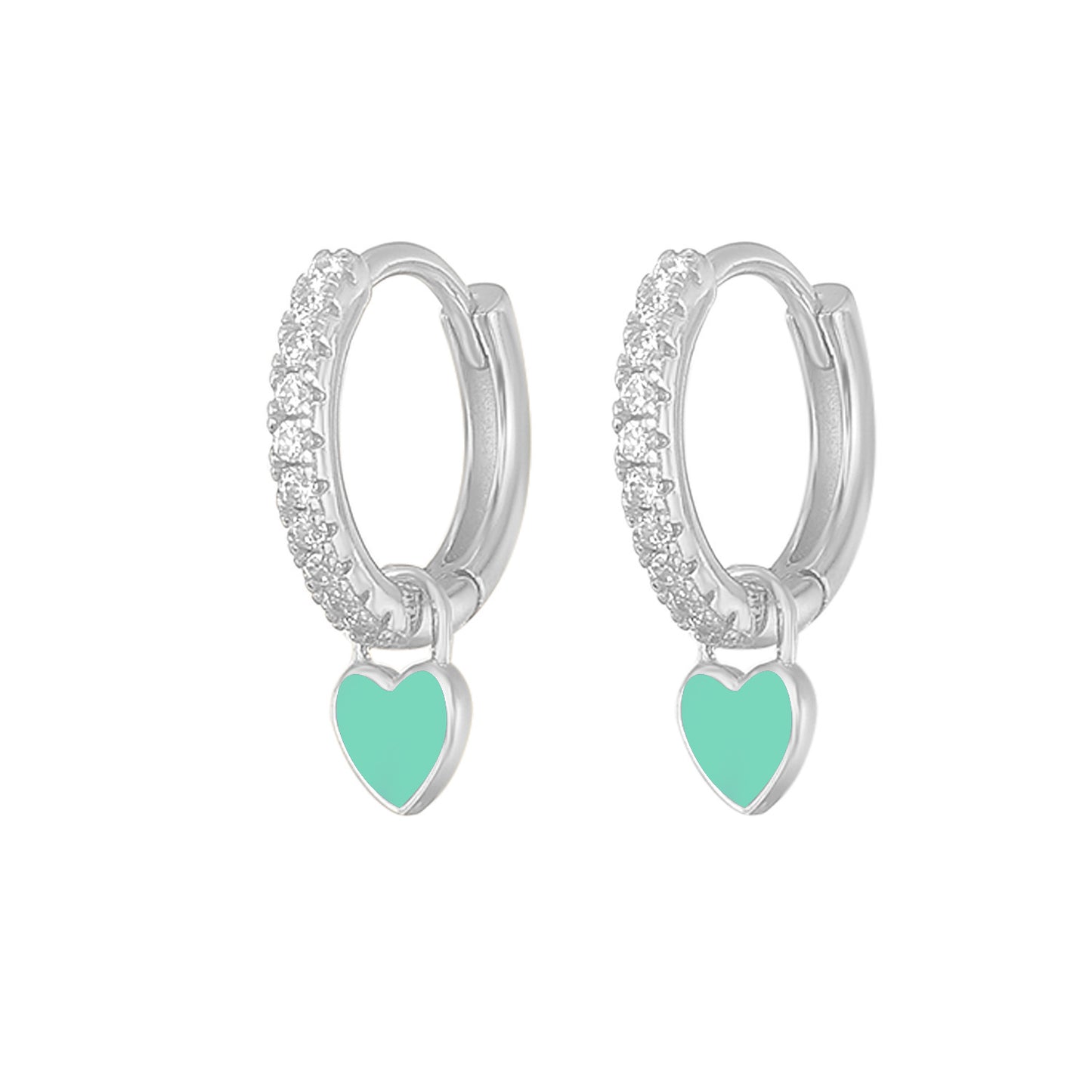 1 Pair Elegant Heart Shape Sterling Silver Zircon Earrings