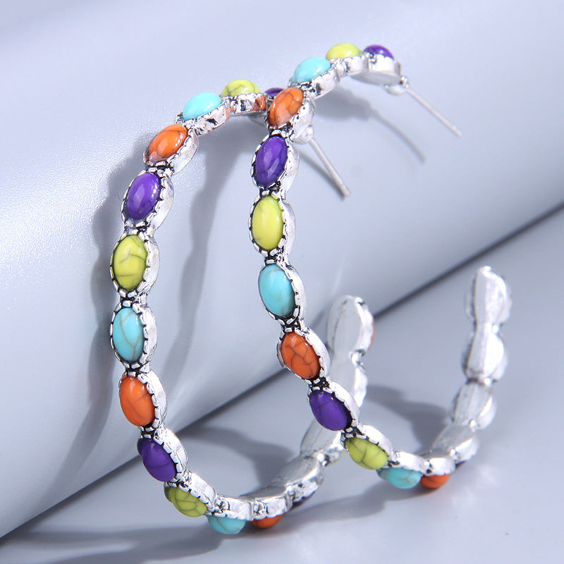 Fashion Alloy Turquoise Geometric Tassel Earrings