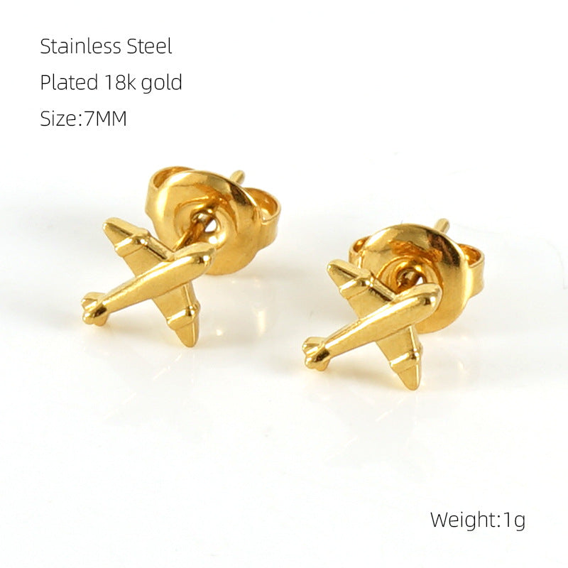 1 Pair Minimalist Geometric 18K Gold Plated Stainless Steel Stud Earrings