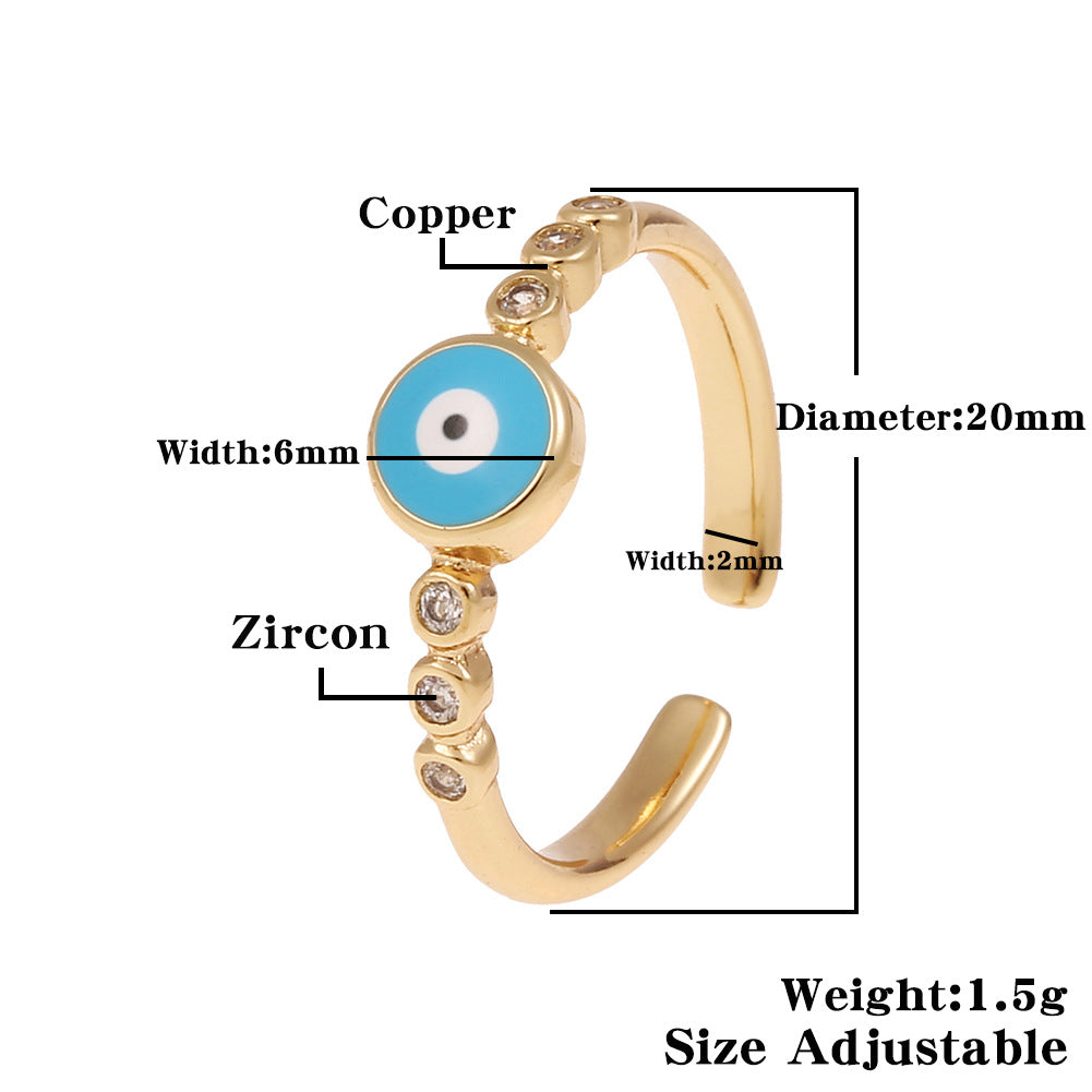 Fashion Enamel Evil Eye Retro Copper Tail Ring