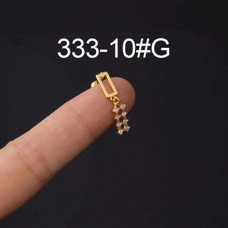 Zircon Copper Stud Earrings with Stainless Steel Screw Back