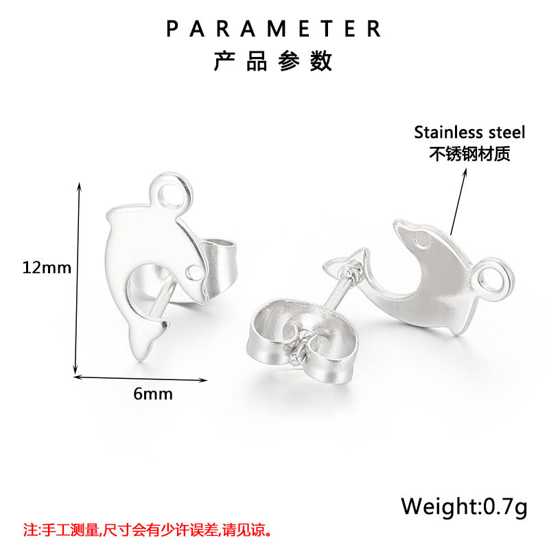 Dolphin Stainless Steel Plated Stud Earrings - Minimalist Handmade Jewelry