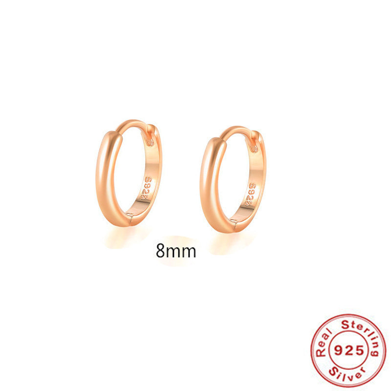 S925 Sterling Silver Minimalist Geometric Ear Clip Hoop Earrings