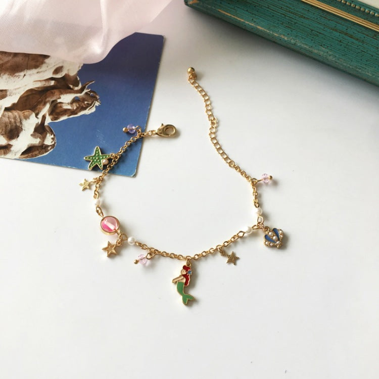 Cartoon Character Alloy Plated Pearl Bracelet - Fairy Tale Inspired Jewelry for Girls