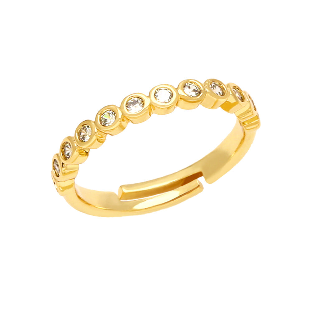 1 Piece Fashion Geometric Copper Plated Zircon Adjustable Open Ring