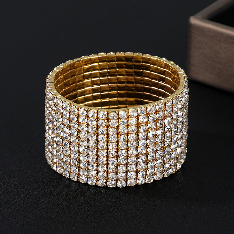 Korean Style Full Diamond Elastic Bracelet Shiny Rhinestone Bangle