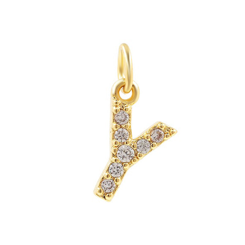Bohemian 18K Gold Plated Alphabet Necklace with Zircon Charms