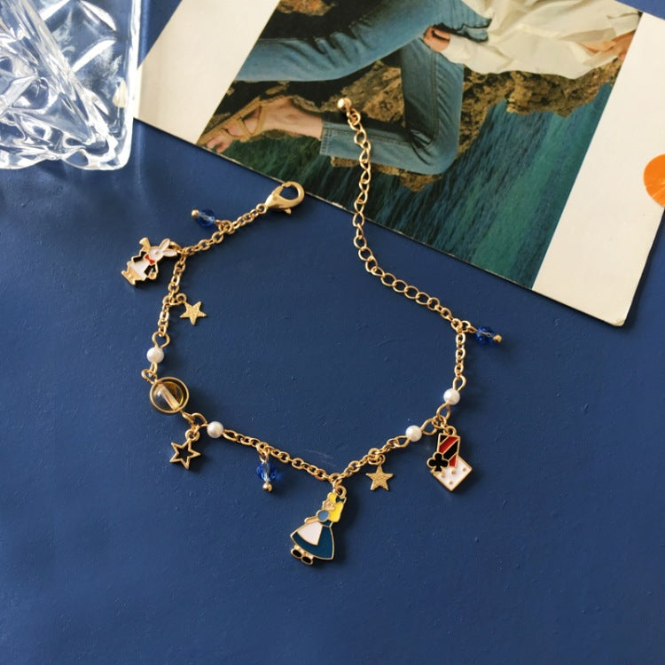 Cartoon Character Alloy Plated Pearl Bracelet - Fairy Tale Inspired Jewelry for Girls