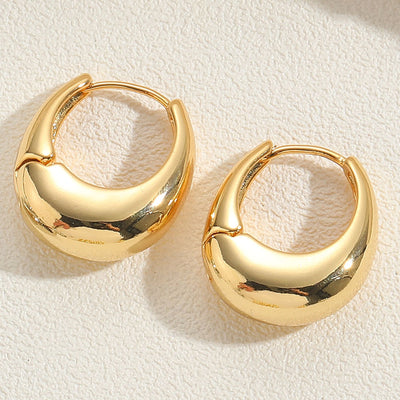 1 Pair Minimalist U Shape 14k Gold Plated Copper Zircon Ear Studs