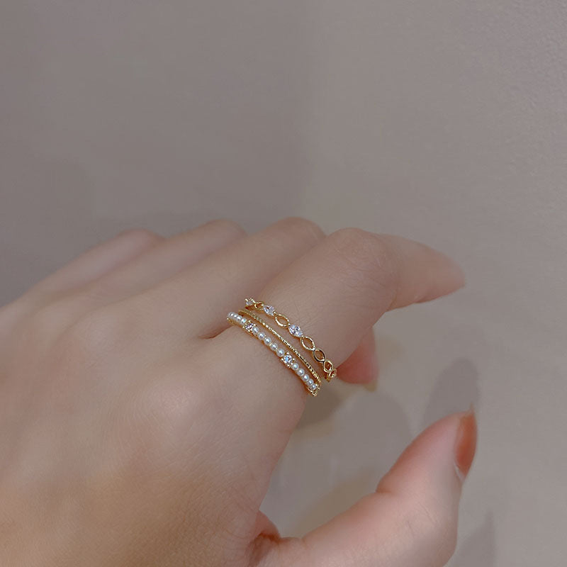 Fashion Heart & Bow Knot Zircon Adjustable Copper Ring