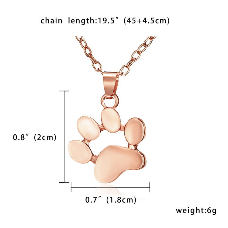 Cute Animal Paw Print Alloy Pendant Necklace